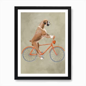 Boxer On Bicycle Art Print