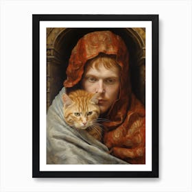 Monk Holding A Cat 6 Art Print