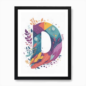 Colorful Letter D Illustration 44 Art Print