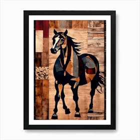 Horse, Wood, Denim Art Print