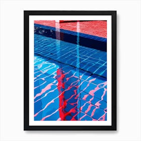 Bold Vibrant Red Blue Swimming Pool Art Print Art Print