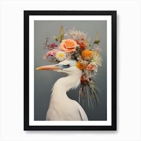 Bird With A Flower Crown Egret 1 Art Print