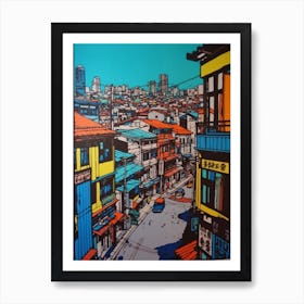 Window View Of Seoul South Korea In The Style Of Pop Art 4 Art Print