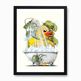 Rubber Duck In The Shower Art Print