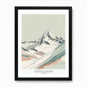 Grossglockner Austria Color Line Drawing 3 Poster Art Print