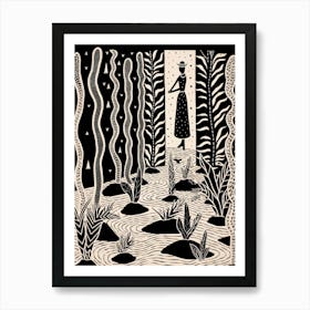 B&W Plant Illustration Snake Plant 2 Art Print