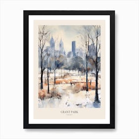 Winter City Park Poster Grant Park Chicago United States 1 Art Print