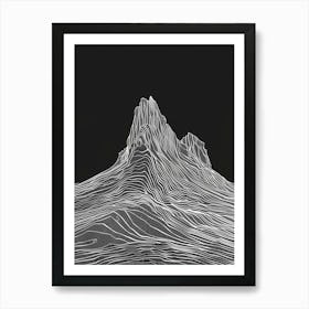 Cadair Idris Mountain Line Drawing 1 Art Print