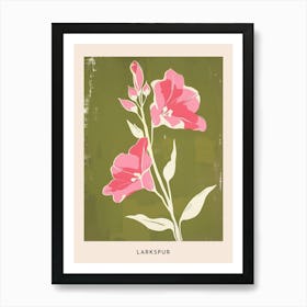 Pink & Green Larkspur 2 Flower Poster Art Print