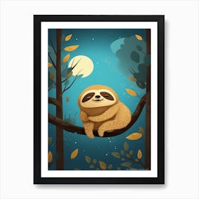 Cute Baby Sloth Scandinavian Style Illustration 4 Art Print