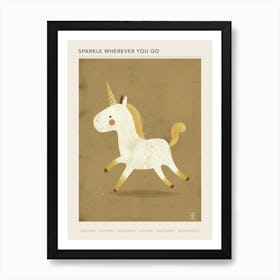 Muted Pastels Unicorn Galloping 1 Poster Art Print