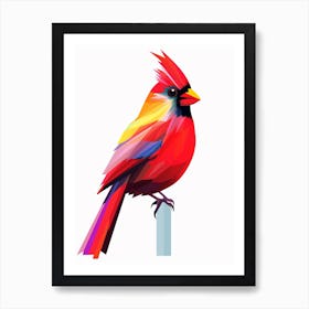 Colourful Geometric Bird Northern Cardinal 1 Art Print