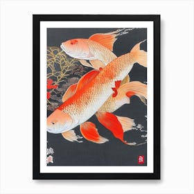 Benigoi Koi Fish 1, Ukiyo E Style Japanese Art Print