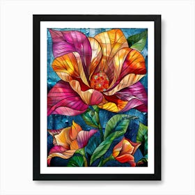 Colorful Stained Glass Flowers 5 Art Print