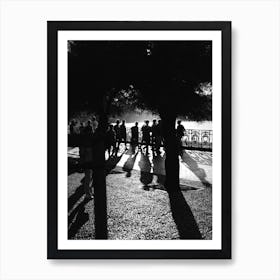 Sunlight On The Promenade, Black And White St Sebastian, Spain Art Print
