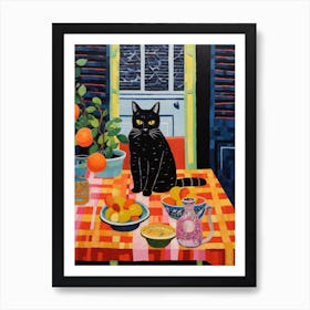 Cat On A Table Art Print