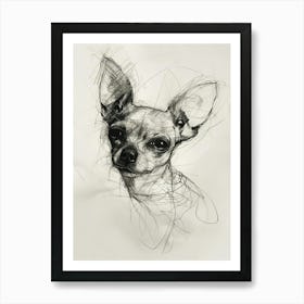 Chihuahua Dog Charcoal Line Art Print