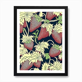 Bunch Of Strawberries, Fruit, William Morris Style 1 Poster