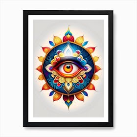 Dharma Wheel, Symbol, Third Eye Tattoo 1 Art Print