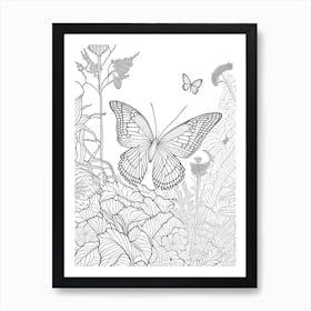 Butterfly In Botanical Gardens William Morris Inspired 2 Art Print