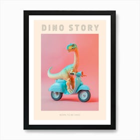 Pastel Toy Dinosaur On A Moped 3 Poster Art Print