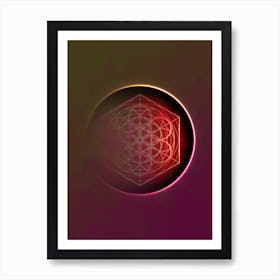 Geometric Neon Glyph on Jewel Tone Triangle Pattern 346 Art Print