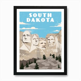 South Dakota, USA — Retro travel minimalist poster Art Print