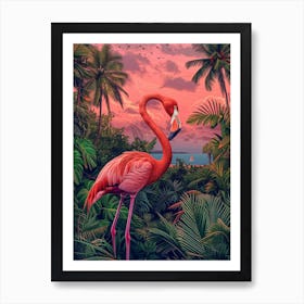 Greater Flamingo Portugal Tropical Illustration 7 Art Print