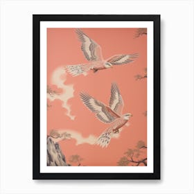 Vintage Japanese Inspired Bird Print Falcon 5 Art Print