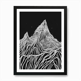 Tryfan Mountain Line Drawing 5 Art Print