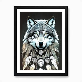 Wolf With Feathers 8 Art Print