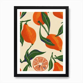 Citrus Fruit On A Branch Pattern 1 Art Print