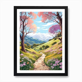 Greenstone And Caples New Zealand Hike Illustration Art Print