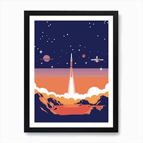 Space Rocket Launch Art Print