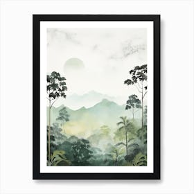 Watercolour Of Danum Valley Conservation Area   Borneo Malaysia 1 Art Print