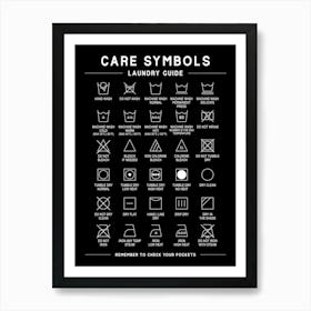 Laundry Care Symbols Black Art Print