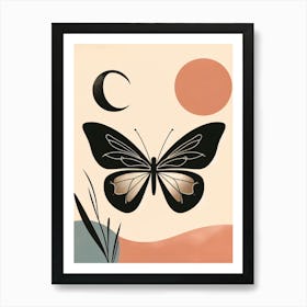 Boho Minimalist Butterfly Poster 3 Art Print