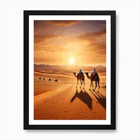 Camels In The Desert 2 Art Print