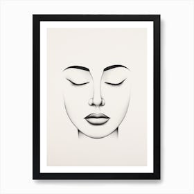 Simplistic Detailed Closed Eyes Face Art Print