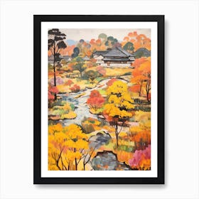 Autumn Gardens Painting Rikugien Gardens Japan 4 Art Print