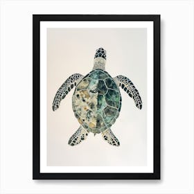 Minimalist Paint Smudge Sea Turtle Art Print