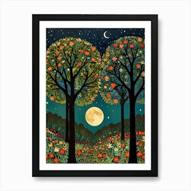 William Morris Moonlight Trees 2 Art Print