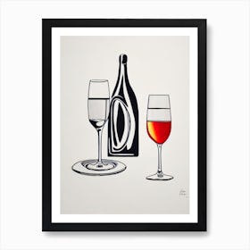 American Sparkling Wine Picasso 2 Line Drawing Cocktail Poster Art Print