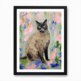 A Balinese Cat Painting, Impressionist Painting 2 Art Print