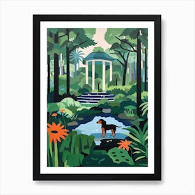 Painting Of A Dog In Shanghai Botanical Garden, China In The Style Of Matisse 03 Art Print