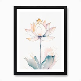Sacred Lotus Minimal Watercolour 1 Art Print