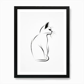 Black And White Ink Cat Line Drawing 7 Art Print