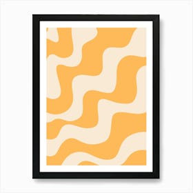 Yellow And White Wavy Pattern Affiche