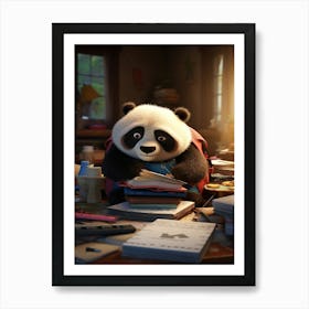 Baby Panda's Study Session Print Art Print