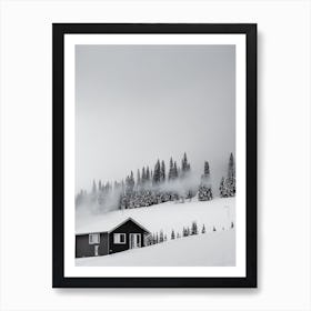 Levi, Finland Black And White Skiing Poster Art Print